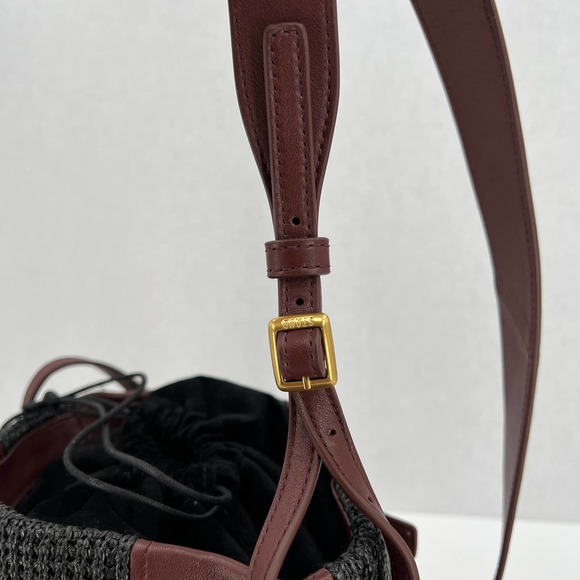 STAUD Handbag Womens Brown Cabana Raffia and Leather Shoulder Bucket Bag NWT - Picture 8 of 13